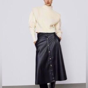 ZARA Faux black leather skirt Medium